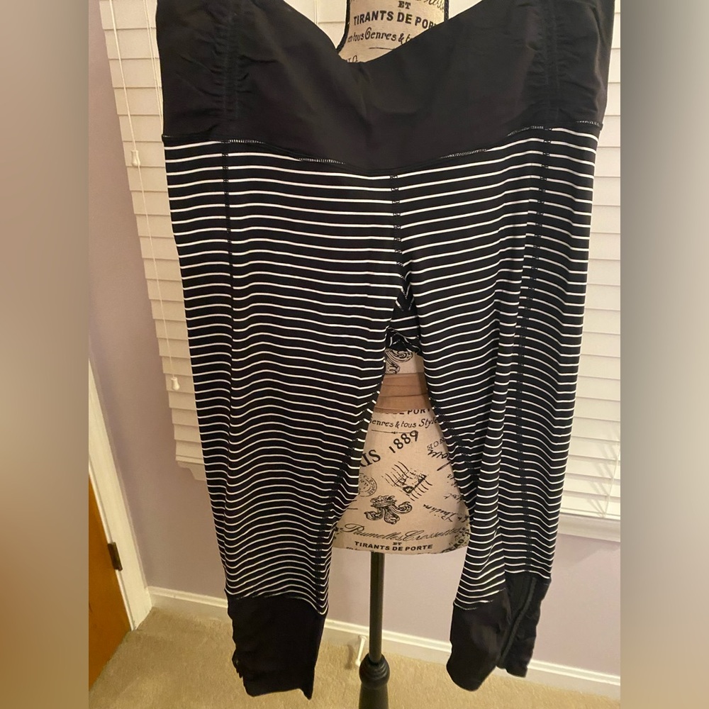 lululemon athletica Black and White Striped Cropped Pants
